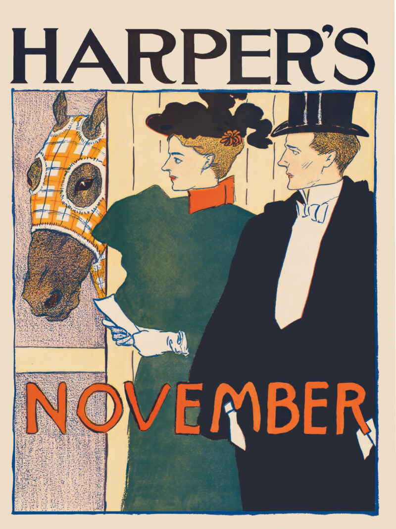 1895 Harpers November vintage cover print by Edward Penfield