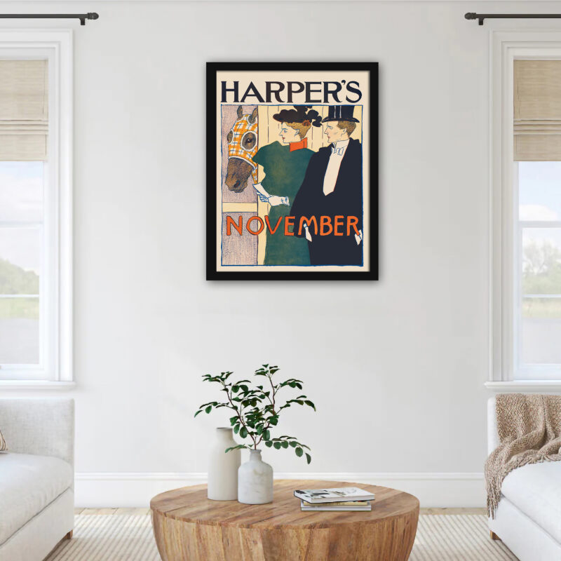 1895 Harpers November vintage cover print by Edward Penfield