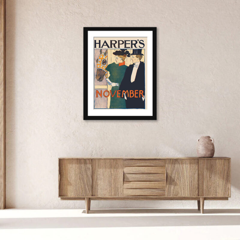 1895 Harpers November vintage cover print by Edward Penfield