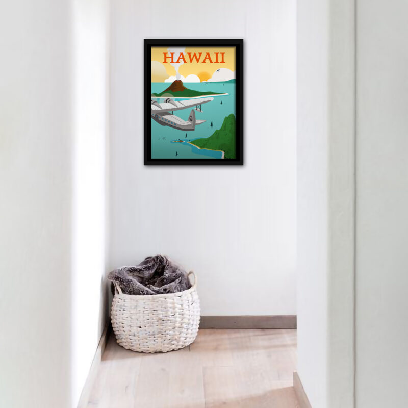 Vintage 1950s Hawaii Travel Poster with Airplane
