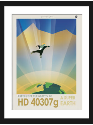 NASA|JPL travel poster of HD 40307g with vibrant hues and vintage design