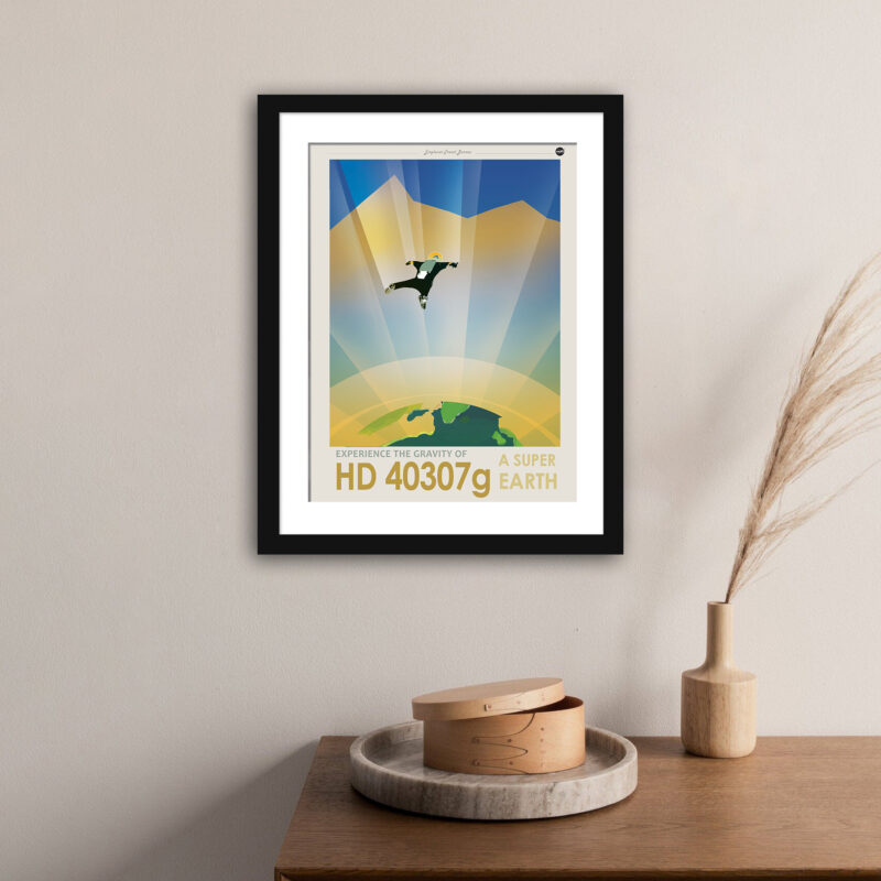NASA|JPL travel poster of HD 40307g with vibrant hues and vintage design