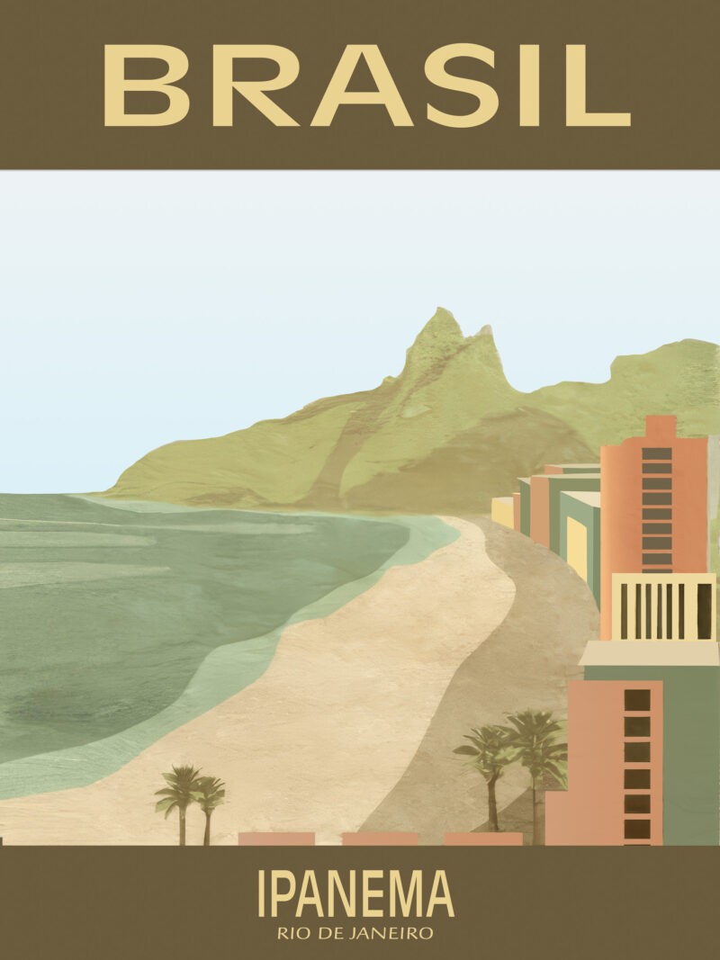 1920s Ipanema Beach Brasil Vintage Travel Poster