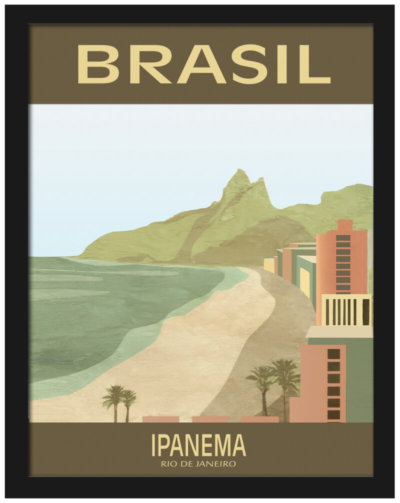 1920s Ipanema Beach Brasil Vintage Travel Poster