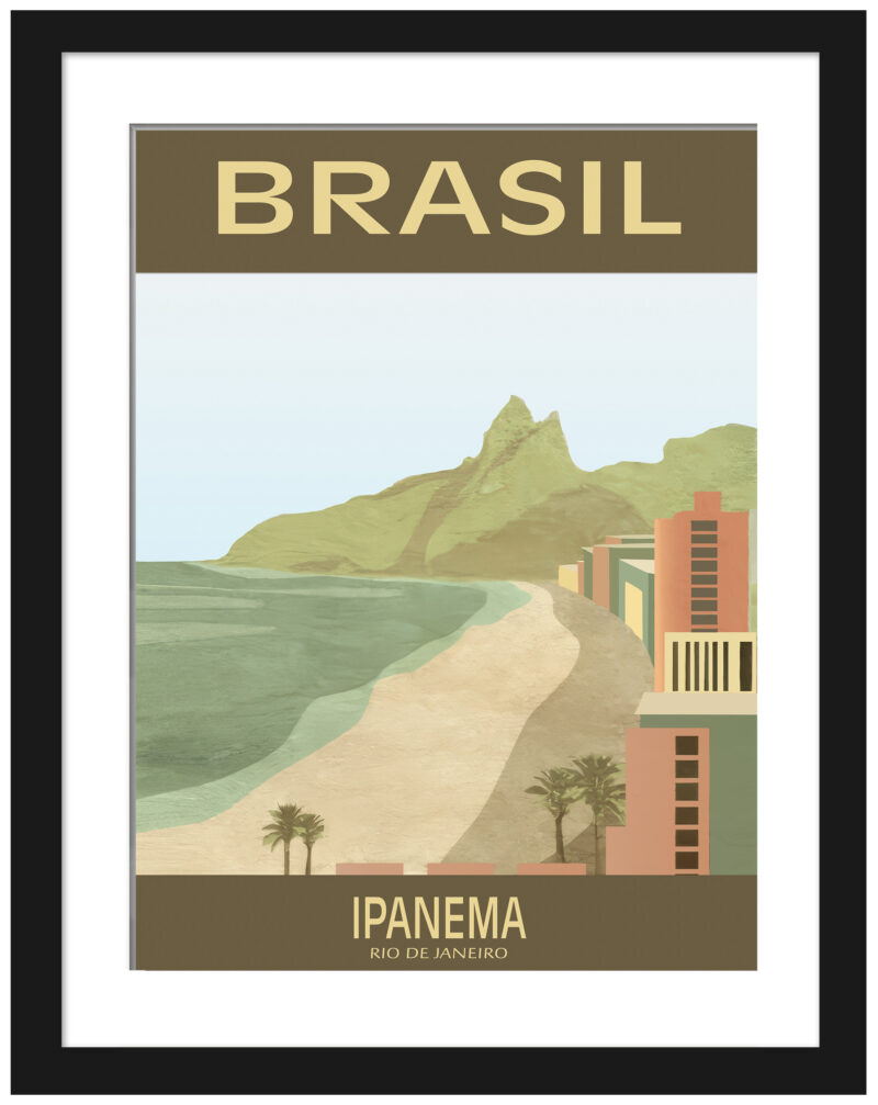 1920s Ipanema Beach Brasil Vintage Travel Poster