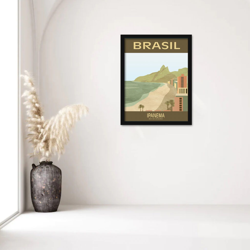 1920s Ipanema Beach Brasil Vintage Travel Poster