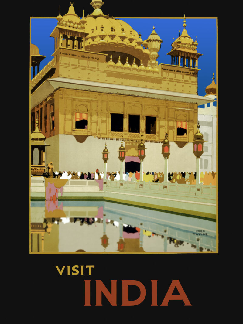 vintage poster of India's Golden Temple.