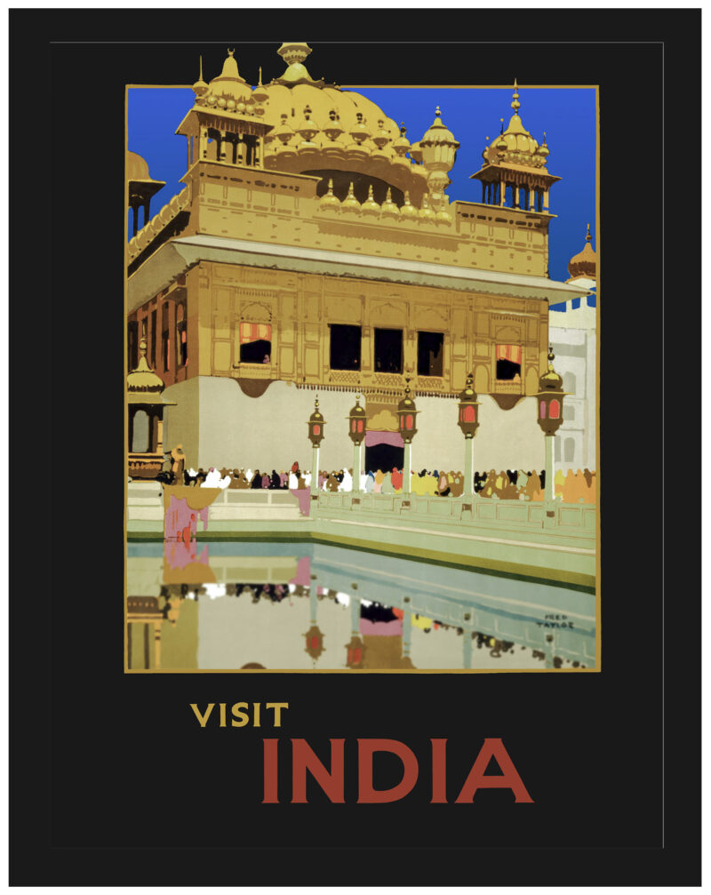 vintage poster of India's Golden Temple.