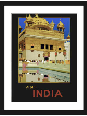 vintage poster of India's Golden Temple.