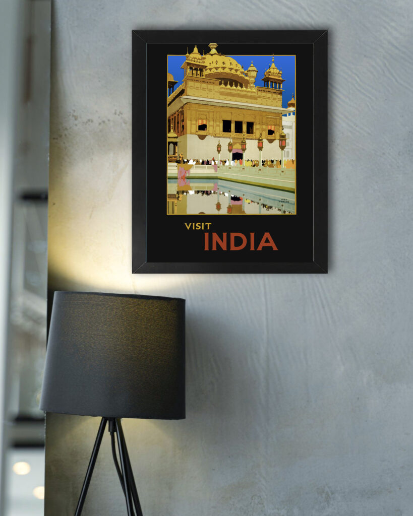 vintage poster of India's Golden Temple.