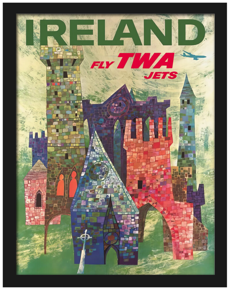 1960 TWA Ireland vintage travel poster by David Klein