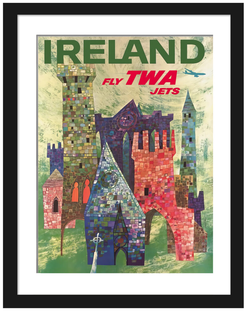 1960 TWA Ireland vintage travel poster by David Klein