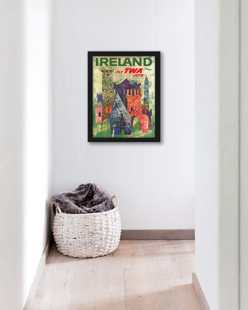 1960 TWA Ireland vintage travel poster by David Klein