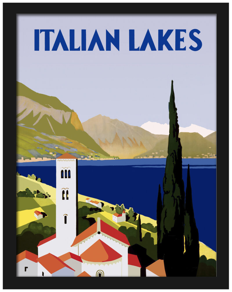 1930s Italian Lakes vintage travel poster