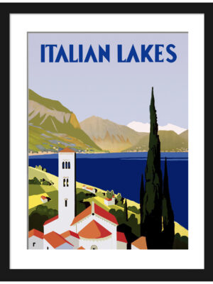 1930s Italian Lakes vintage travel poster