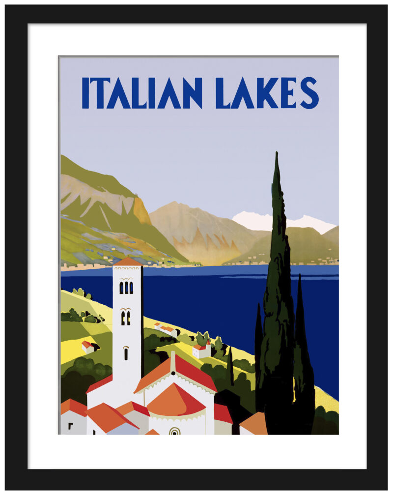 1930s Italian Lakes vintage travel poster