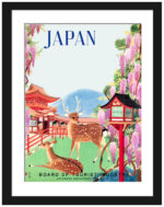 1930's Vintage Nara Temple Deer Japan Poster