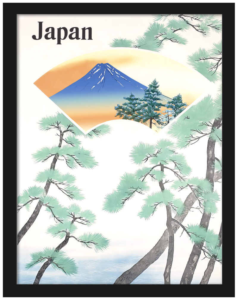 Vintage 1930s Japanese Railway Travel Poster with Mount Fuji