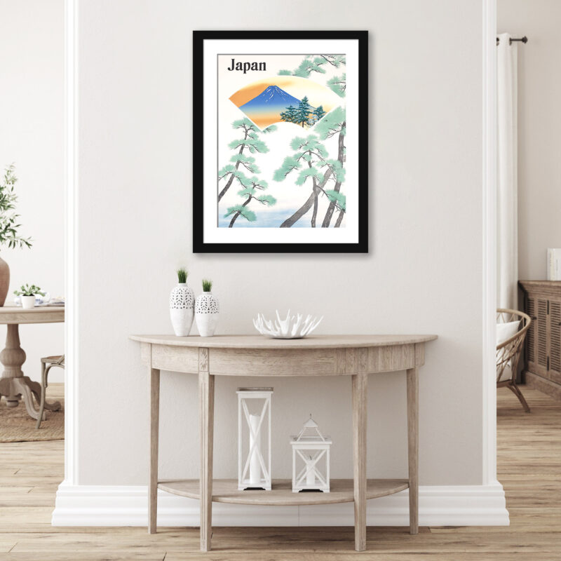 Vintage 1930s Japanese Railway Travel Poster with Mount Fuji