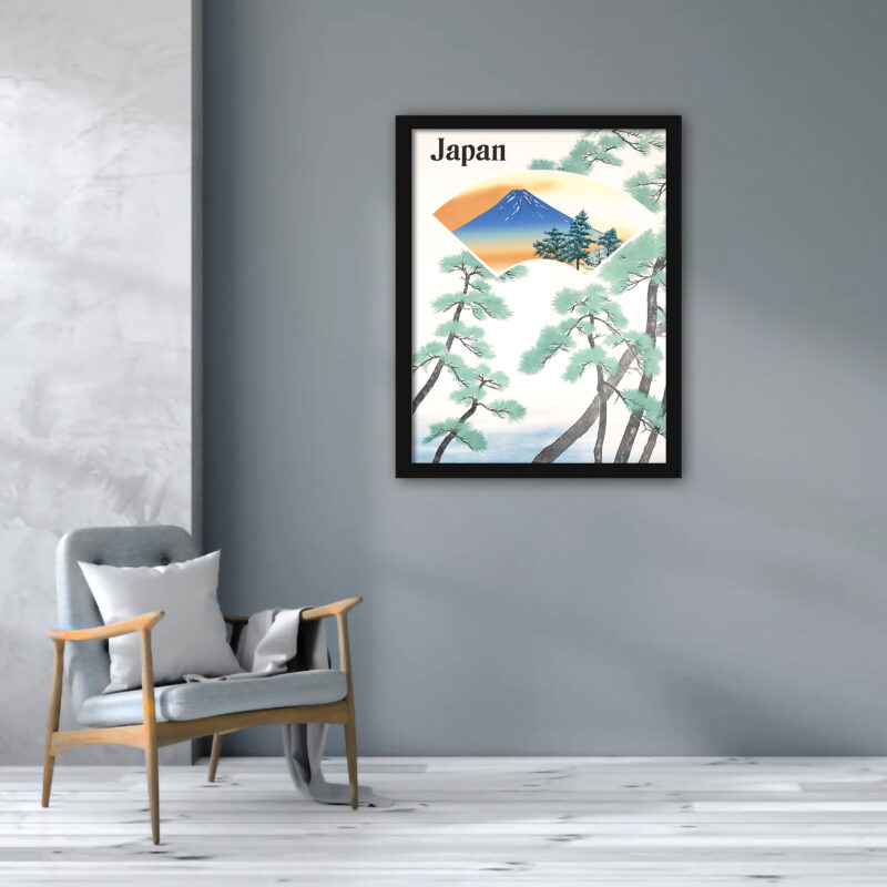 Vintage 1930s Japanese Railway Travel Poster with Mount Fuji