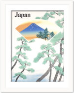 Vintage 1930s Japanese Railway Travel Poster with Mount Fuji