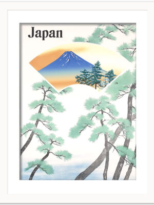 Vintage 1930s Japanese Railway Travel Poster with Mount Fuji