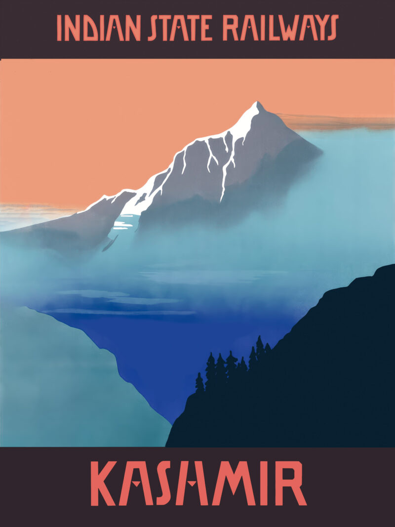 Vintage Kashmir Indian State Railways travel poster