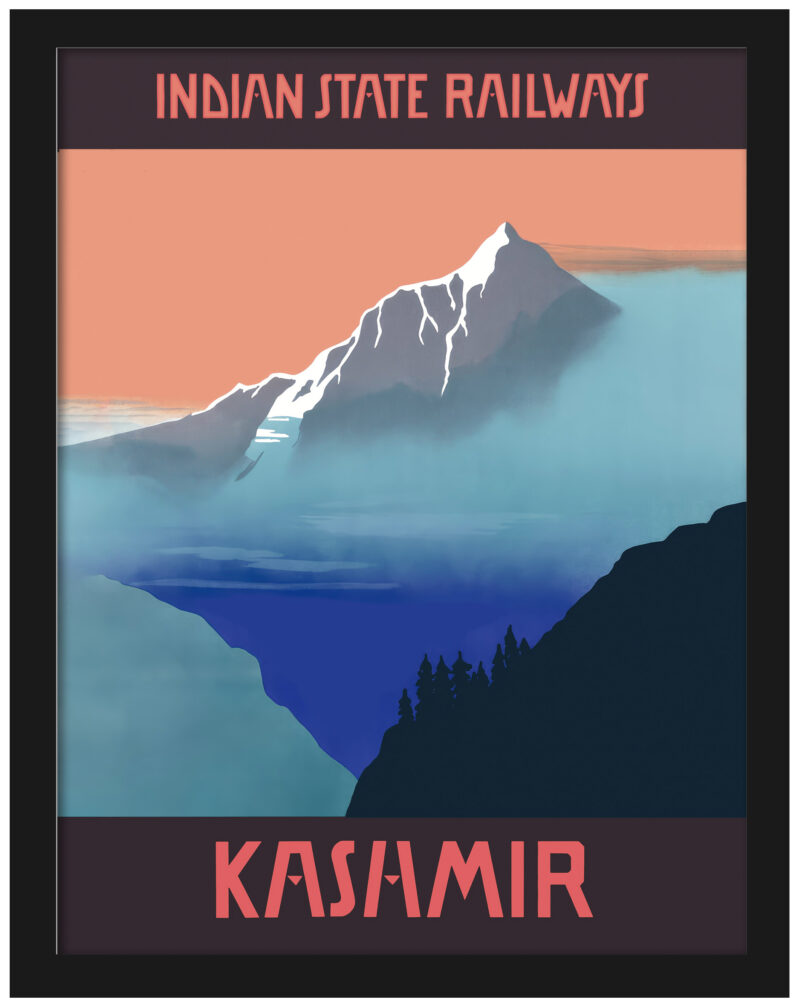 Vintage Kashmir Indian State Railways travel poster