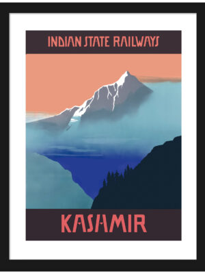 Vintage Kashmir Indian State Railways travel poster
