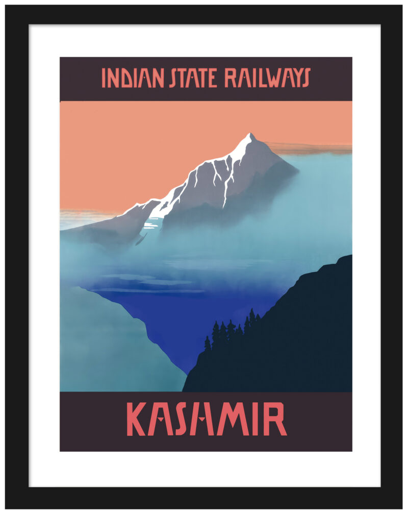 Vintage Kashmir Indian State Railways travel poster