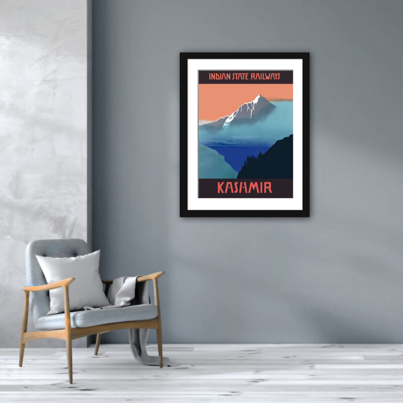 Vintage Kashmir Indian State Railways travel poster