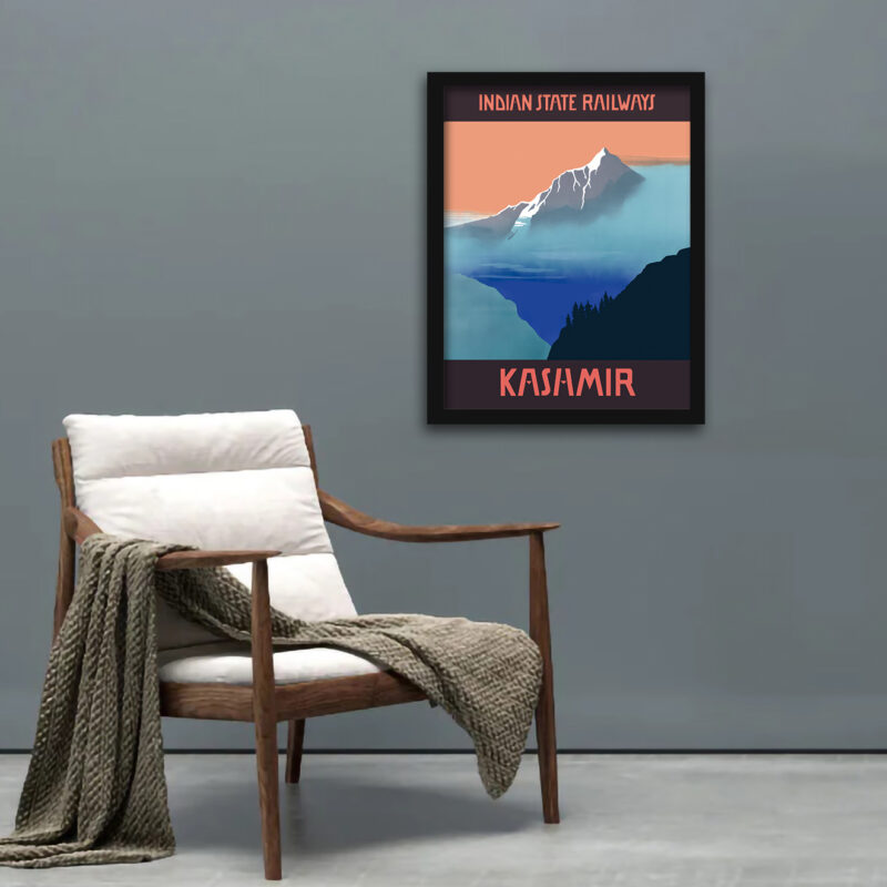 Vintage Kashmir Indian State Railways travel poster