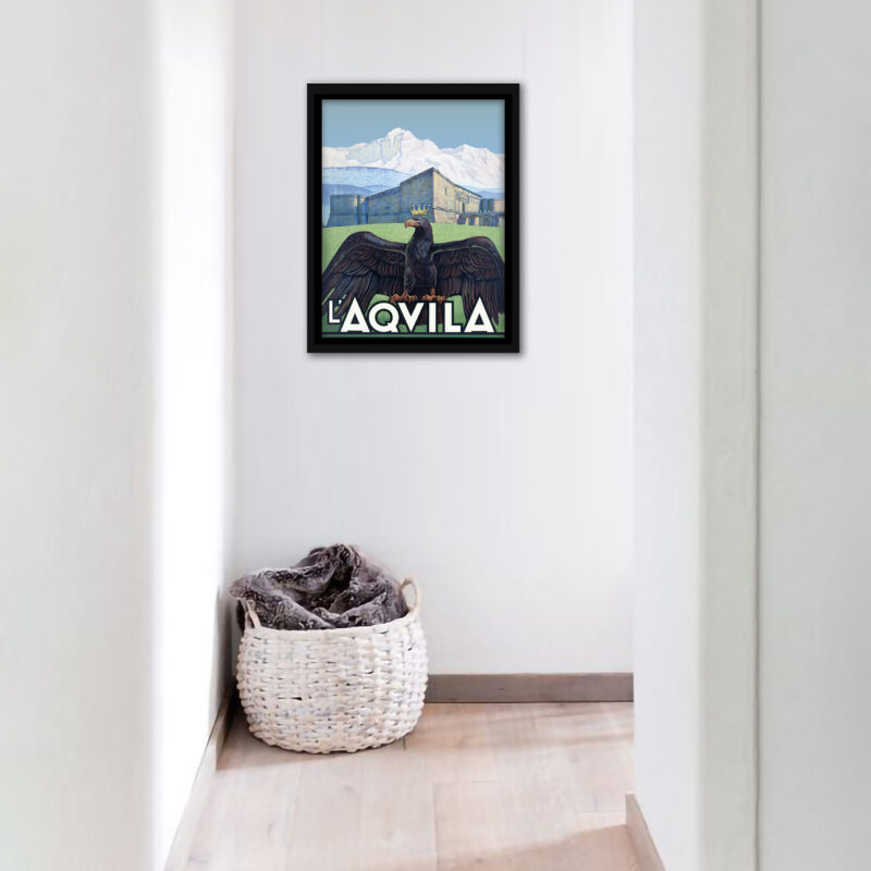 1920s vintage travel poster of L'Aquila, Abruzzo.