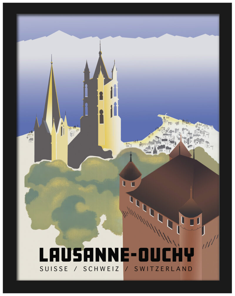 1936 Lausanne-Ouchy travel poster by Vera Hirzel
