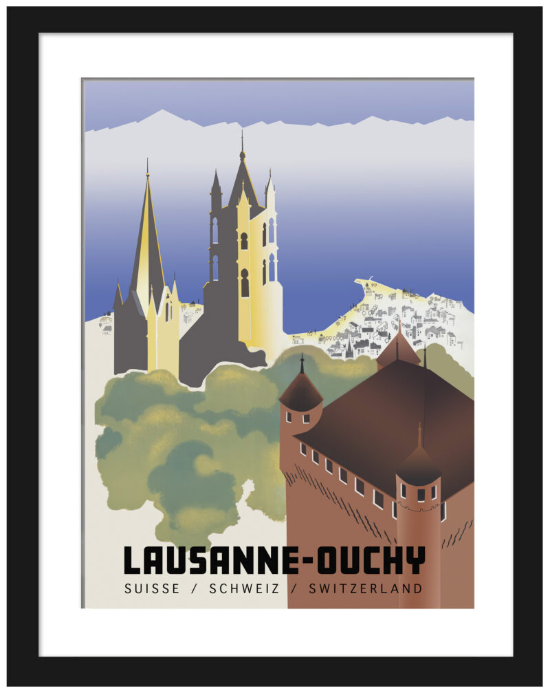 1936 Lausanne-Ouchy travel poster by Vera Hirzel