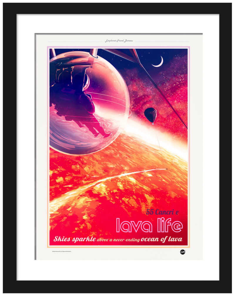 NASA JPL's 55 Cancri e exoplanet poster with a lava ocean
