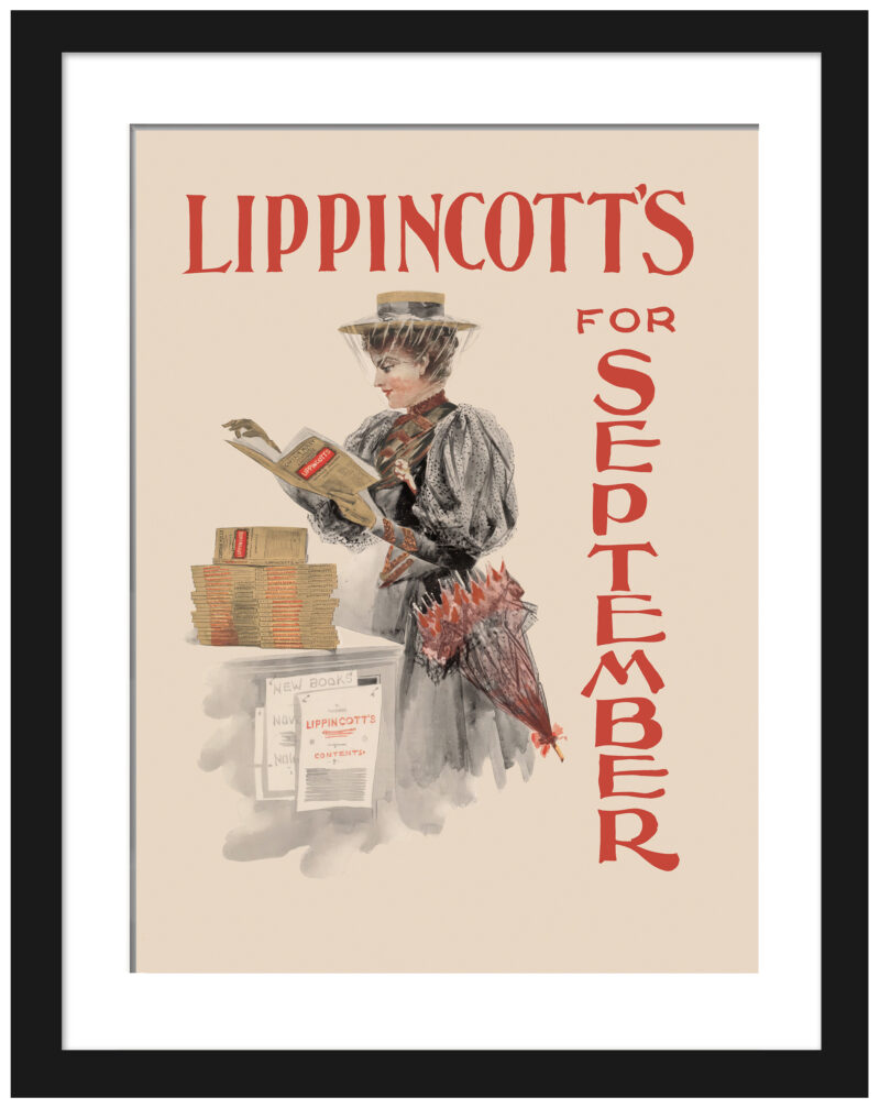 1894 Lippincott's magazine cover with woman reading.