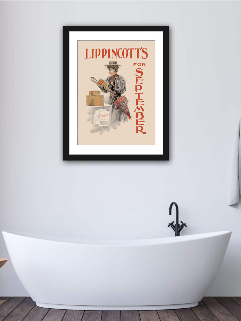 1894 Lippincott's magazine cover with woman reading.