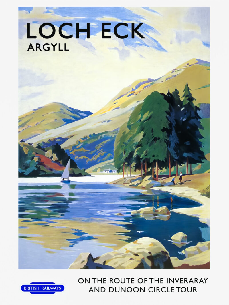 1940s Loch Eck travel poster by Frank Sherwin.
