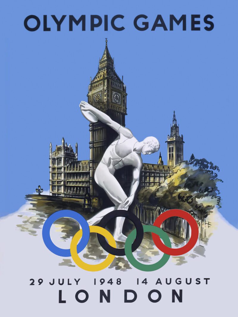 Reproduction of the 1948 London Olympic Games promotional poster.