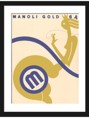 1929 Manoli cigarette ad reproduction with art deco style.