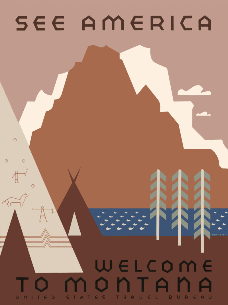 Vintage 1936 Montana travel poster