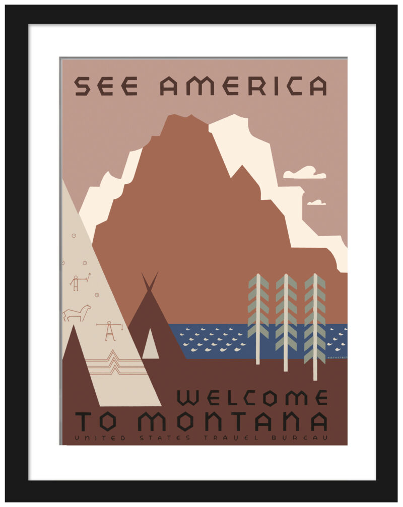 Vintage 1936 Montana travel poster