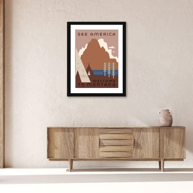Vintage 1936 Montana travel poster