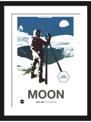 Astronaut on the Moon with Earth in the background travel poster