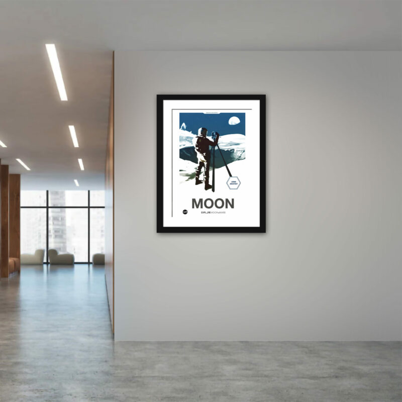 Astronaut on the Moon with Earth in the background travel poster