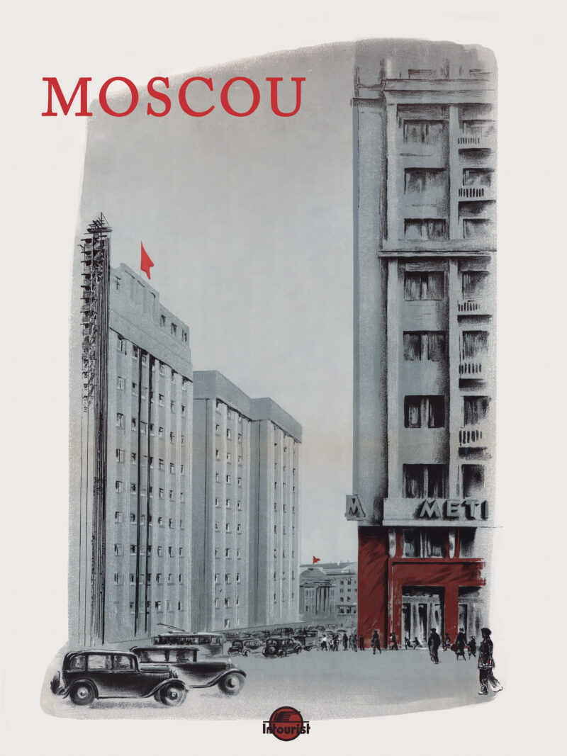 1936 vintage Moscow travel poster art