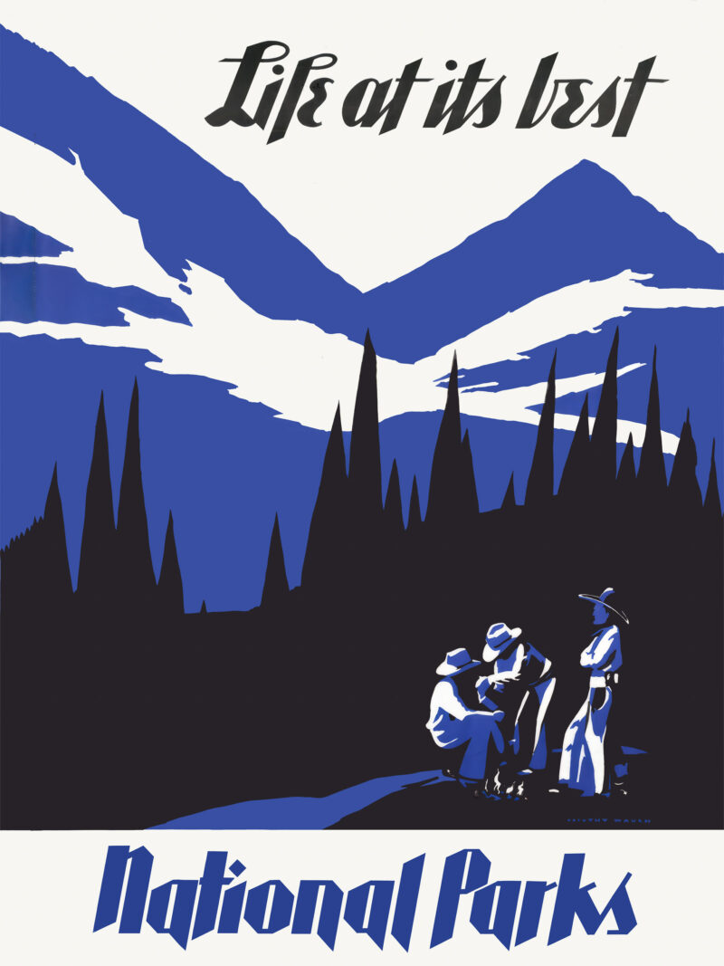 1930s National Parks Life Vintage Poster with Mountain View