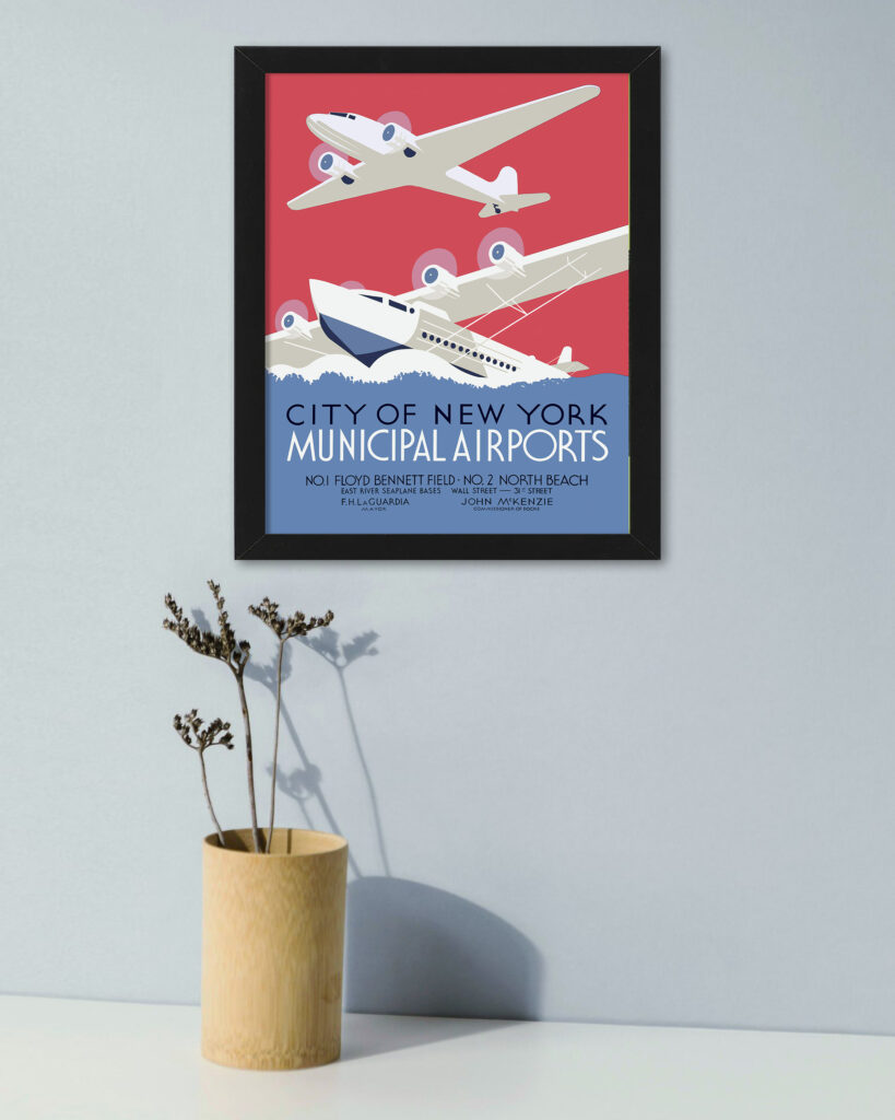 1930s New York Airports Poster by Harry Herzog