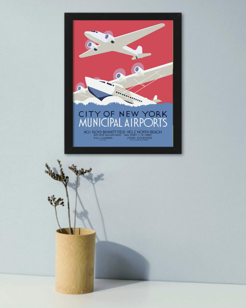 1930s New York Airports Poster by Harry Herzog